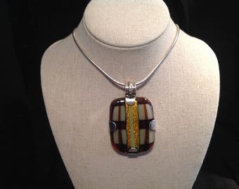 Stunning Dichroic Glass Sterling Pendant Italian Chain