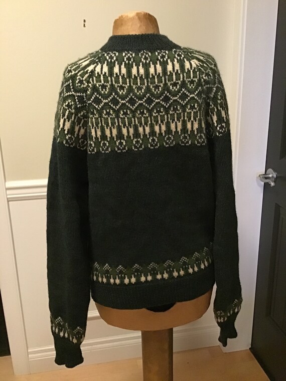 Hand Knit Lopi Style Wool Sweater Patterned Retro - image 3