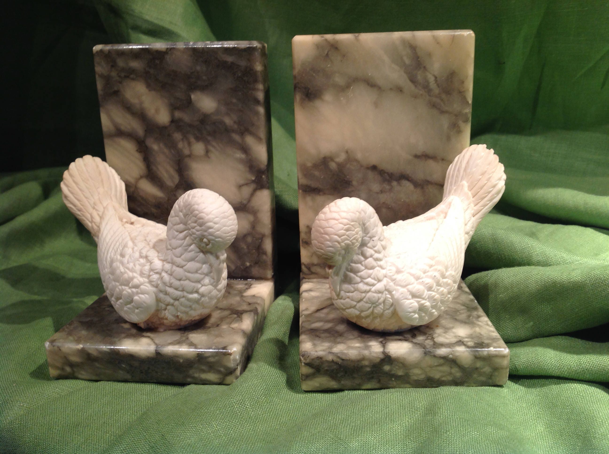 Vintage Alabaster Bookends W. Doves Italy Etsy