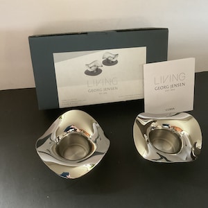 Georg Jensen Cobra Tea Light  Holders Stainless Steel Constantin Wortmann Design MIB