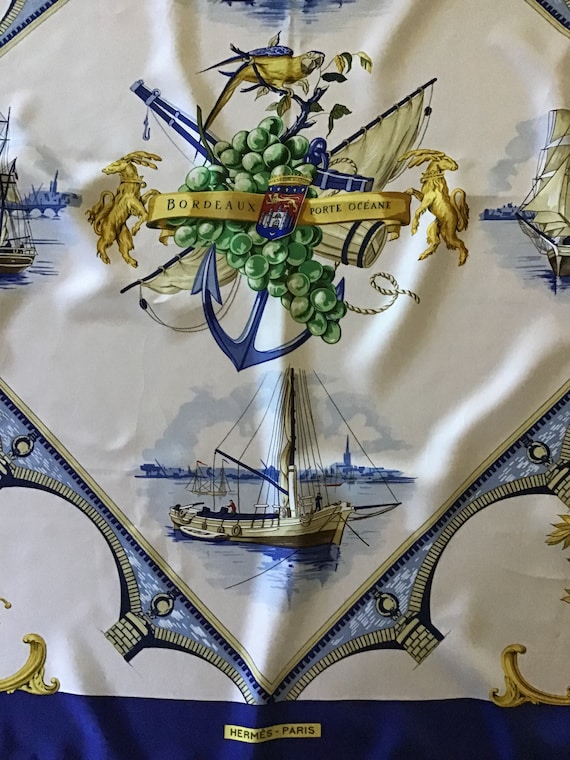 HERMES Bordeaux Porte Oceane Silk Scarf Hugo Gryg… - image 3