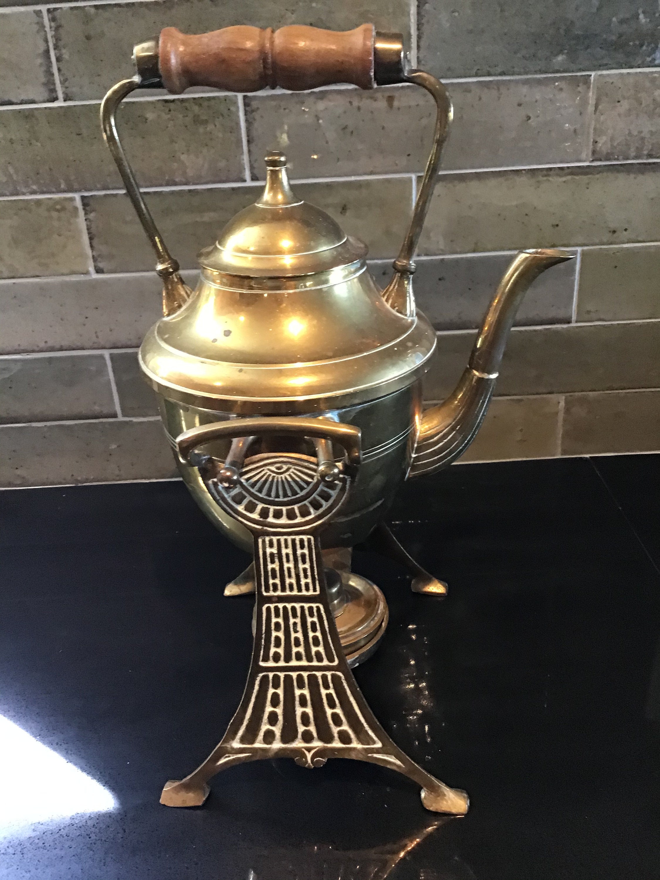 Antique Brass Tipping Spirit Kettle On Base With Warmer Etsy
