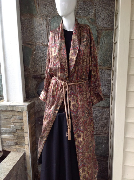 Victoria S Secret Paisley Silk Robe Dressing Gown Full Etsy
