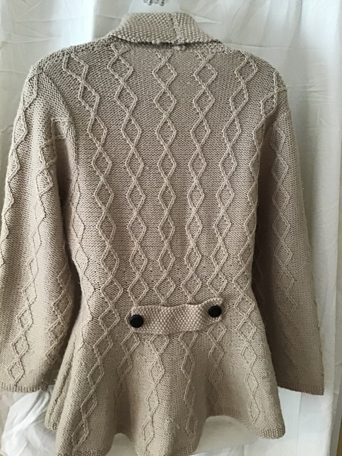 Vintage Hand Knit Sweater Ladies 1940s Cardigan Wool Cables Etsy