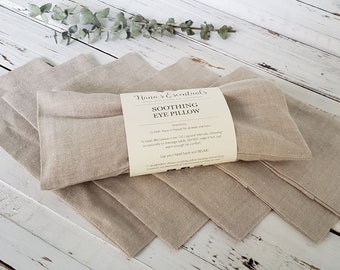 Free Ship 5 Extra Cover Tan w/Flaxseed Eye Pillow Rustic Linen Tan -Massage-Yoga-Warm Compress- Removable Cover-Eye Comfort-Aromatherapy