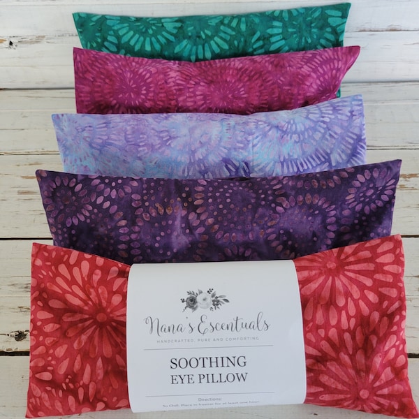 Regular or Extra Long Batik Jewel Color Eye Pillow Flaxseed-Migraine Lav Pep-Aromatherapy-Removable Cvr-Teacher Gift -Yoga Gift-Relaxation