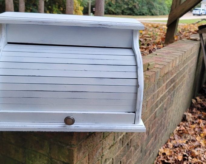 Vintage Roll Top Wooden Bread Box Large Vintage Bread Box Etsy