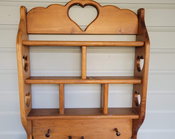 Vintage Knickknack Shelf With Pegs Multiple Cubbies to Display