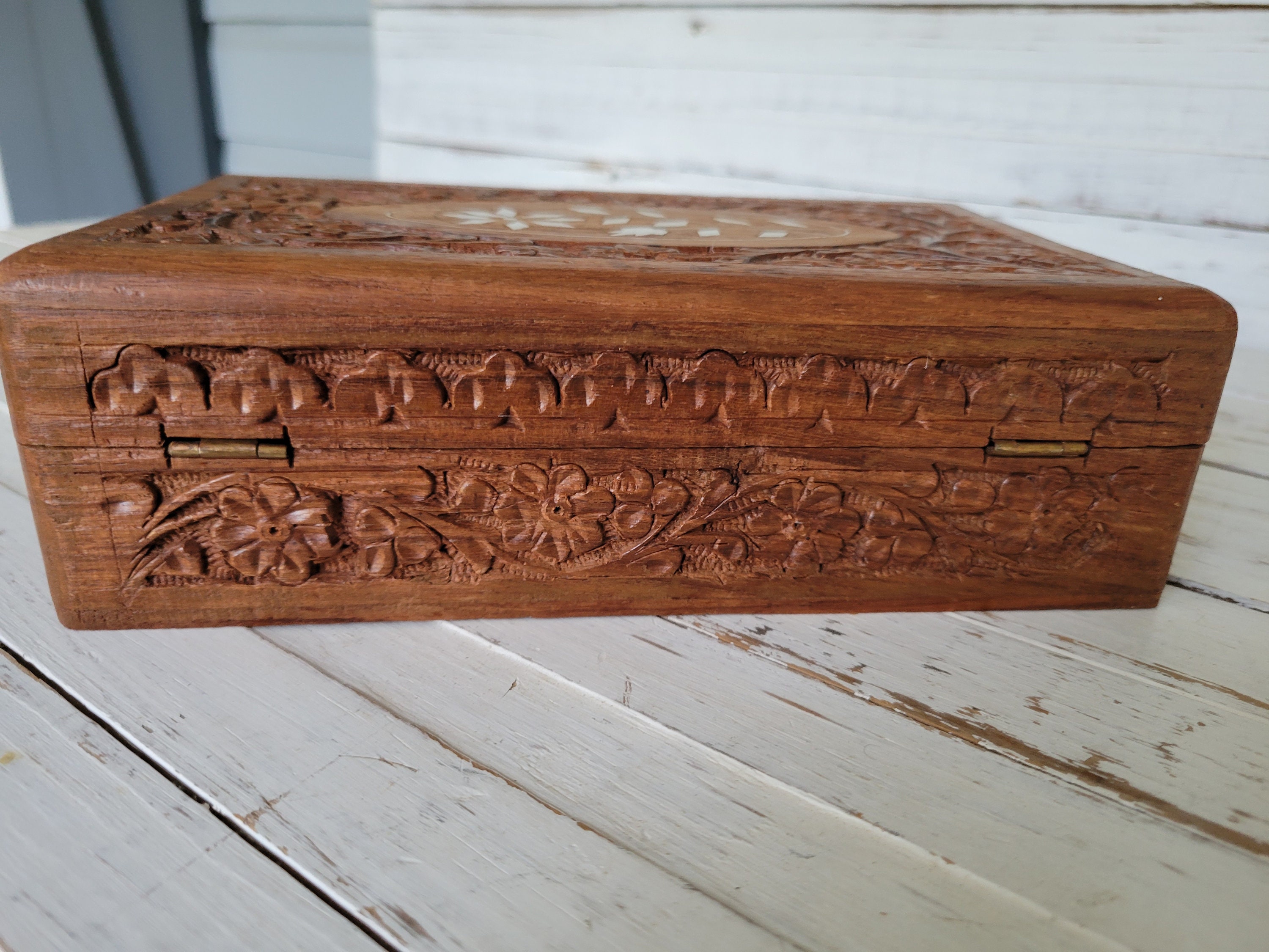 Wooden Decorative Box Intricately Carved Wooden Storage Etsy