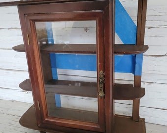 Use for Replacement Parts Wooden Freestanding or Hanging Display Case - Glass Case - Three Shelves - Knick Knack Case - Wooden Shelves