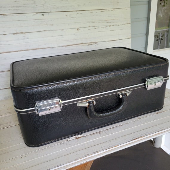 Vintage Invicta Black Suitcase Travel Case Vintage Luggage Grey