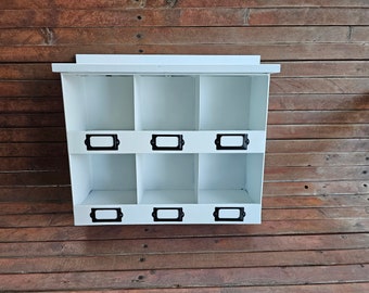 White 6 Bin Metal Storage Display - Metal Bin Organizer and Display - Tabletop Organizer - Freestanding Bins - Craft Display - Office