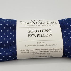 Eye Pillow Cotton Flaxseed Greys and Blues Yoga Tools Headache Help Aromatherapy-Removable Cover-Variety of Scents Teacher Gift Relax 4 Blue +