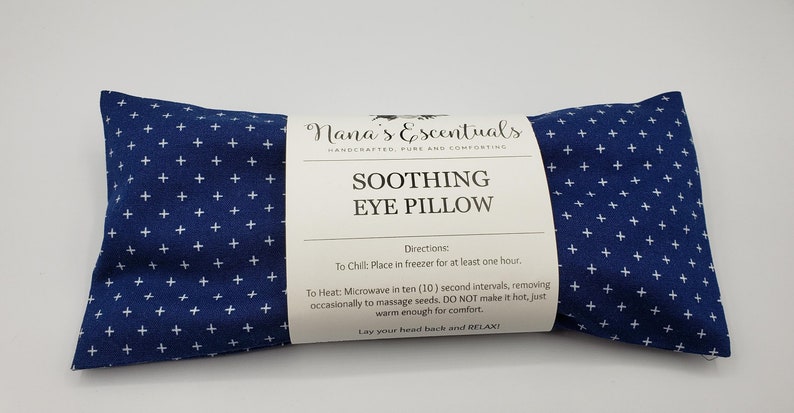 Eye Pillow Cotton Flaxseed Greys and Blues Yoga Tools Headache Help Aromatherapy-Removable Cover-Variety of Scents Teacher Gift Relax 4 Blue +