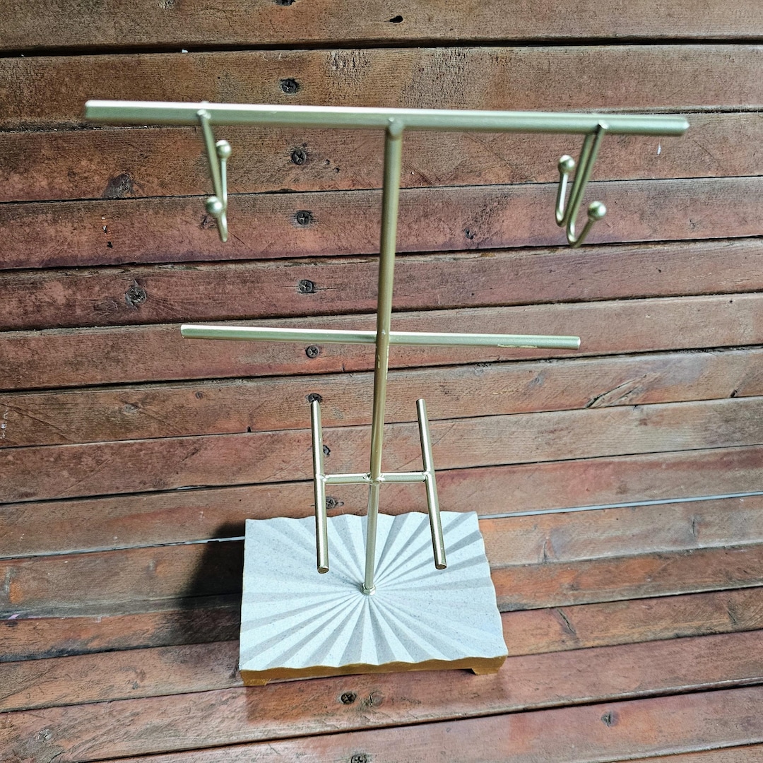 Gold Metal Jewelry Display Rack With Ceramic Base - Etsy