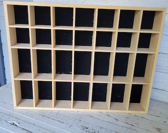 Wooden Knick Knack Tray - Line Wooden Display with Compartments - Knick Knack Holder - Wooden Wall Display - Tiny Item Display