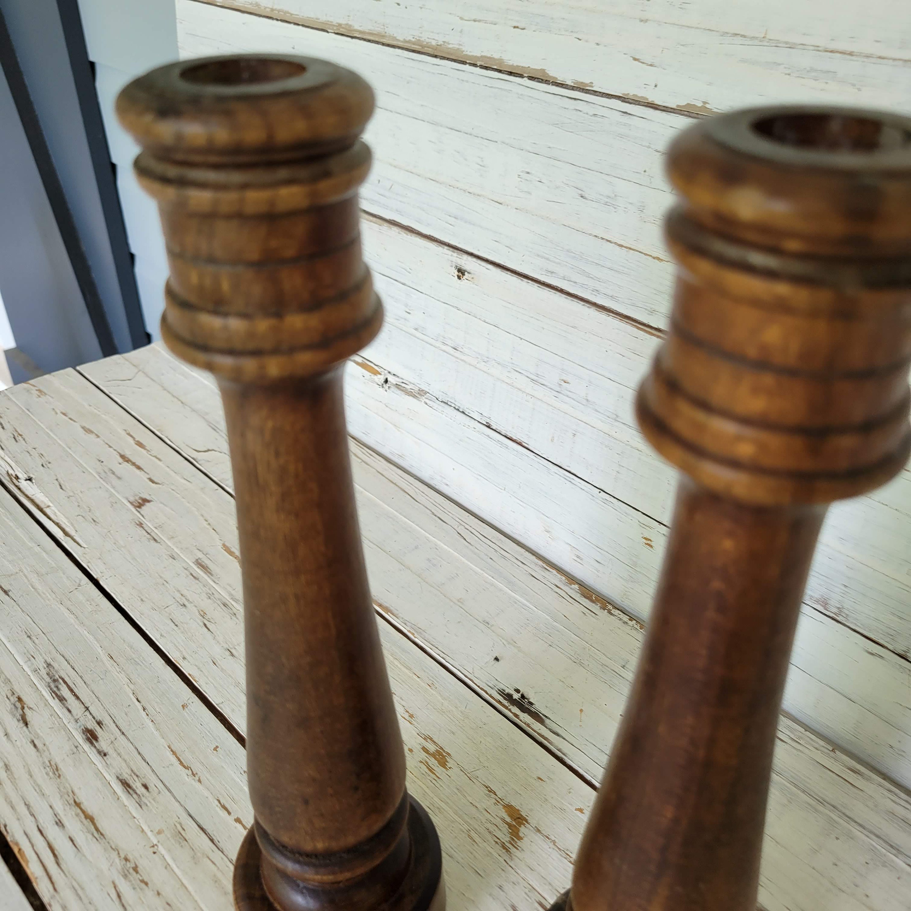 Wooden Candle Sticks Bleeched Candle Sticks 2 Different Etsy