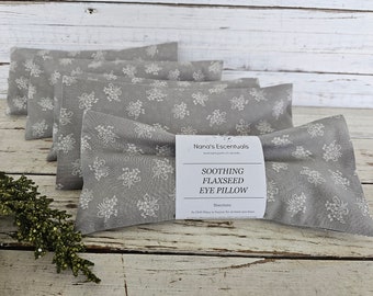 Bulk Quantity Discount  Free Shipping - Light Grey w Tiny Bouquet Eye Pillows-Unscented -Packaged and Ready to Gift -5, 10, 15, 20, 30 units