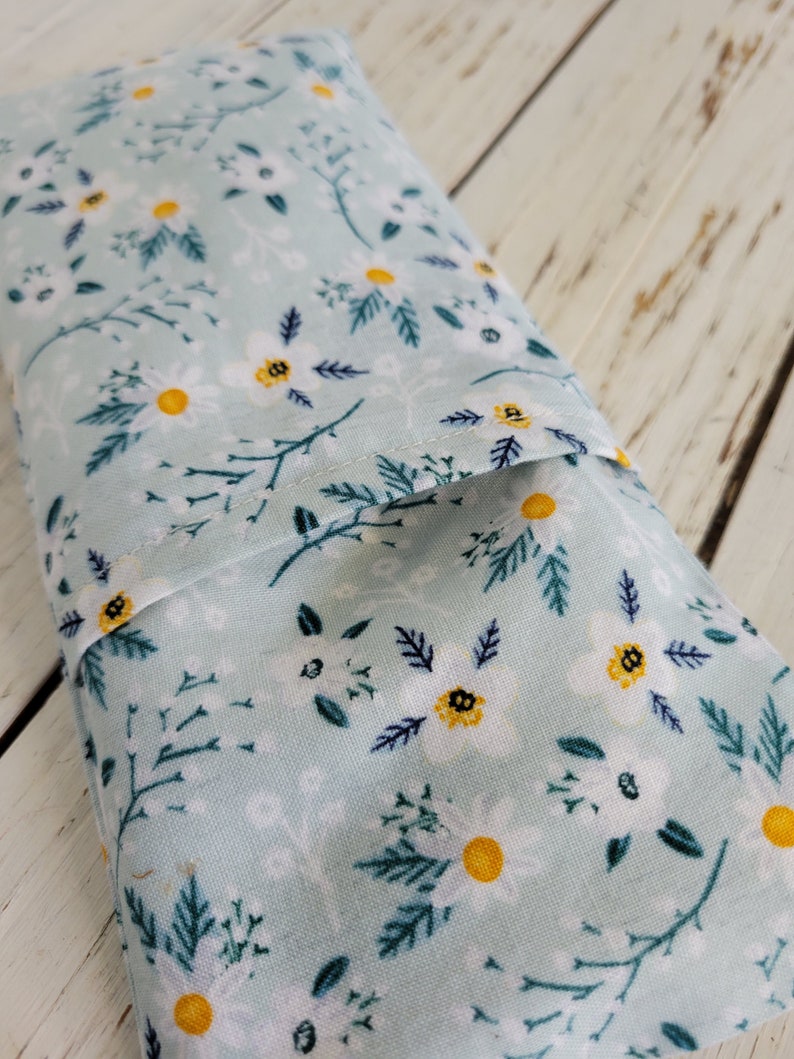 Eye Pillow Cotton Flaxseed Blue w/Flower-Yoga Tools Headache Help Aromatherapy-Removable Cover-Warm Cold Compress Teacher Gift Yoga Gift image 9