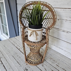 Vintage Mini Peacock chair - Boho decor - Plant Stand - Doll Chair - 15 1/2&quot; tall 6&quot;deep - Rattan Chair