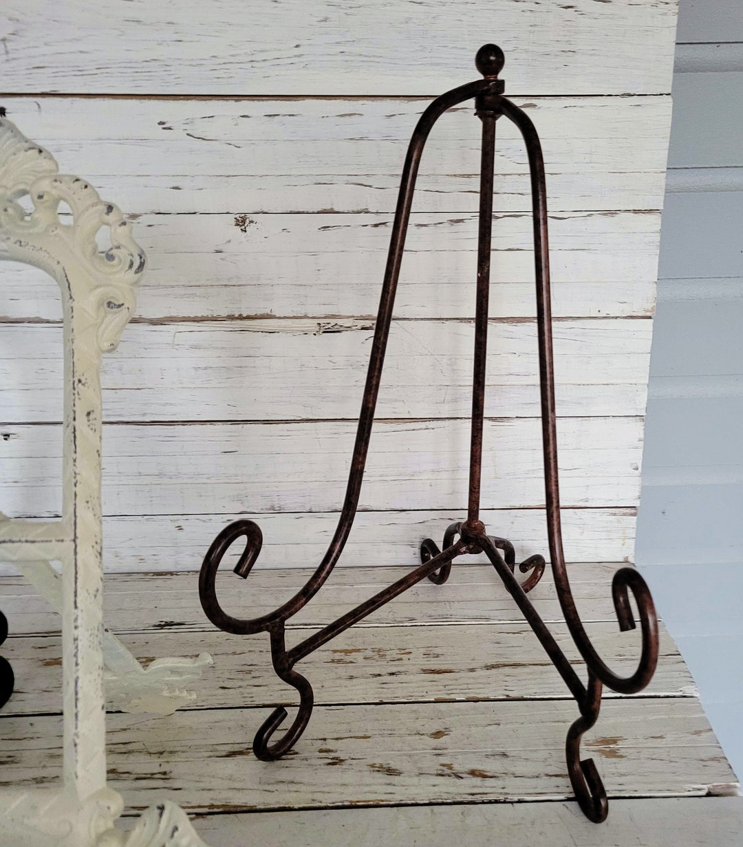2 Beautiful Ornate Easels, Black, or Bronze Tall and Squat Tabletop
