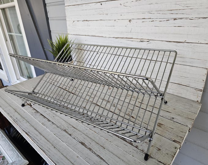 Vintage Chrome Drying Rack - Extra Large Collapsible Plate Rack ...