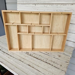 Wooden Knick Knack Tray - Wooden Tray with Compartments - Knick Knack Holder - Wooden Wall Display - Tiny Item Display - Trinket Display