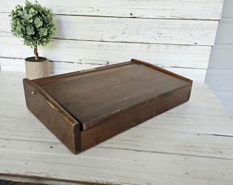 Vintage Wooden Writing Box - Lap Desk - Document Storage