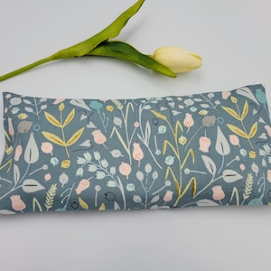 Eye Pillow Cotton Flaxseed Blue w/Flower-Yoga Tools Headache Help Aromatherapy-Removable Cover-Warm Cold Compress Teacher Gift Yoga Gift Blue with Flowers