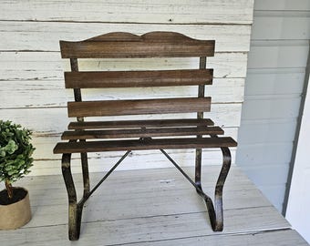 Wood and Metal Bench - Oversize Doll Furniture