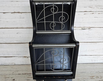 Black and Silver Wooden and Metal Wall Rack - Bill and Letter Storage - Wooden Letter Display - Wooden Rack for bill storage and keys