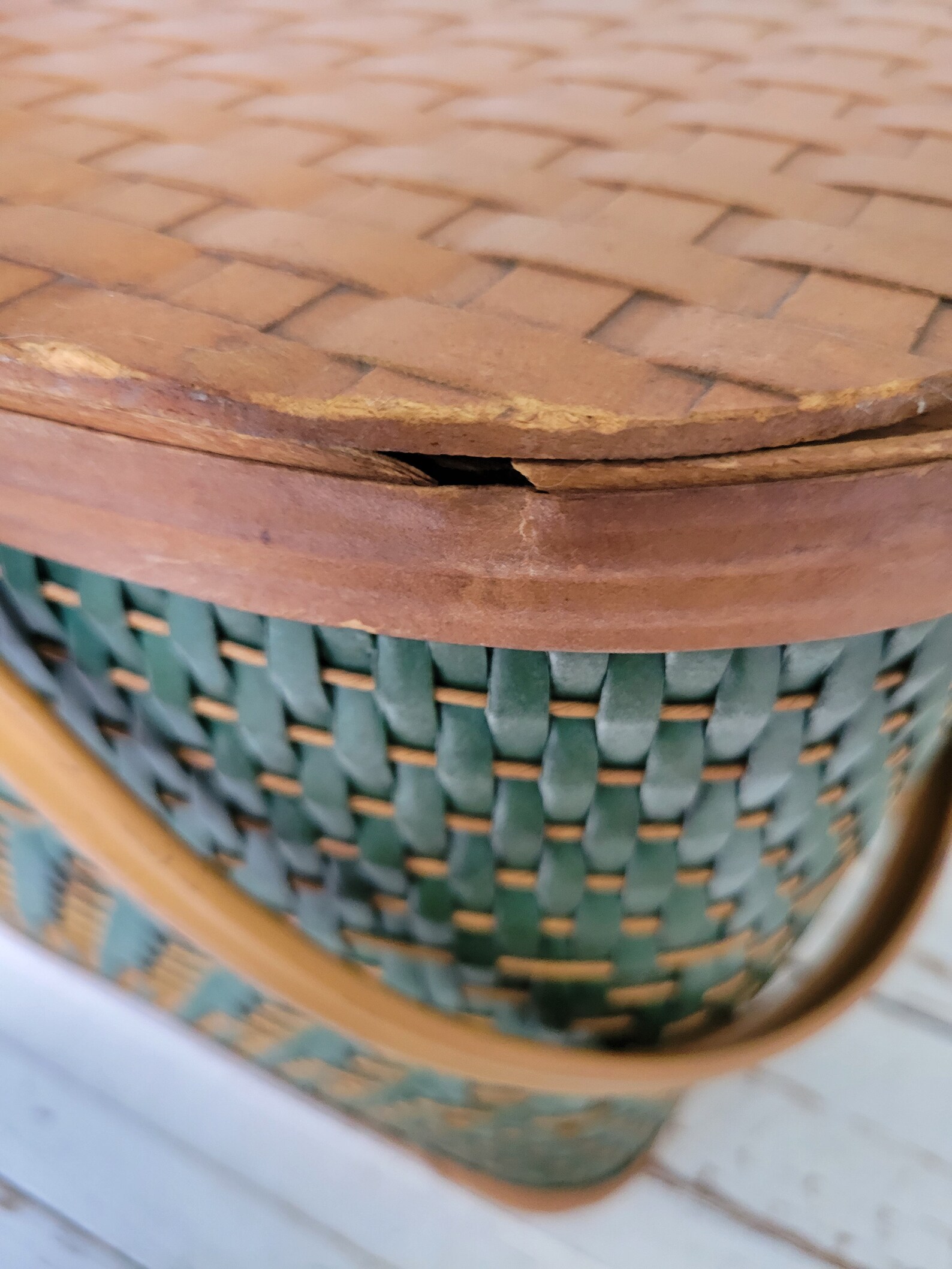 Vintage Green Redmon Wicker Picnic Basket Vintage Burlington Etsy