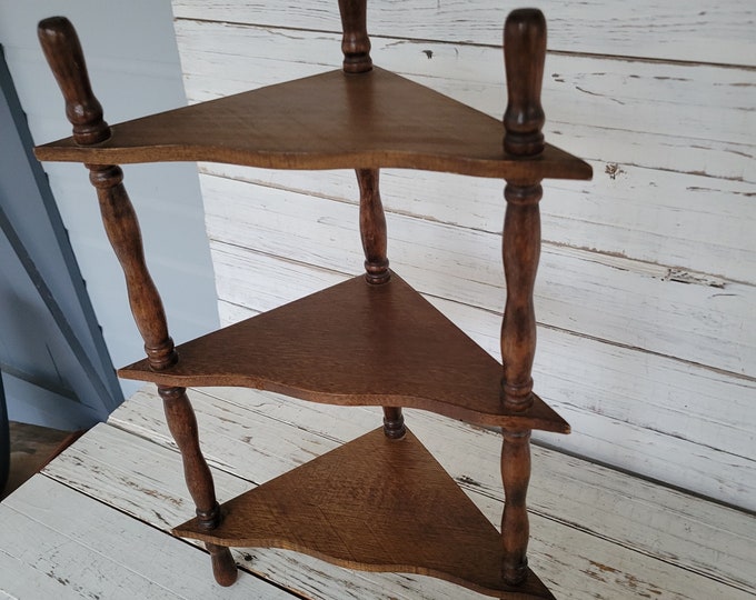 Vintage Spindle Corner Shelf Tabletop Shelf Wall Shelf Wooden Wall