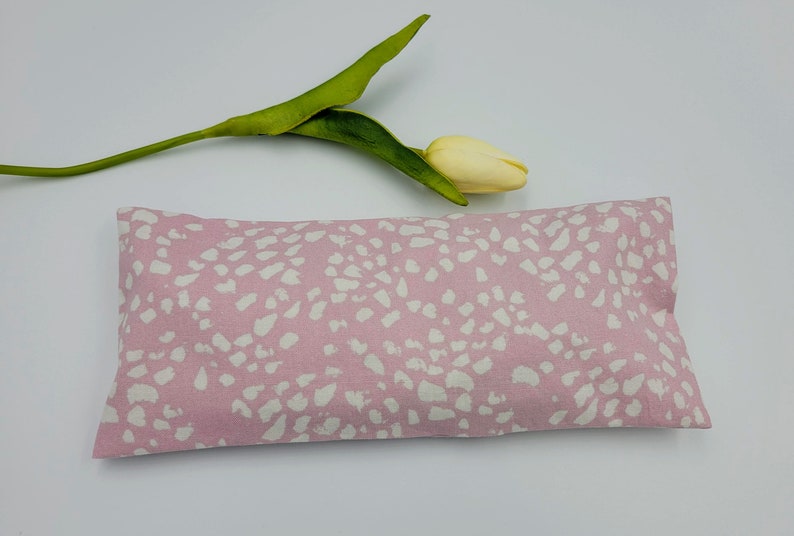 Eye Pillow Cotton Flaxseed Blue w/Flower-Yoga Tools Headache Help Aromatherapy-Removable Cover-Warm Cold Compress Teacher Gift Yoga Gift Pink w/White Spts