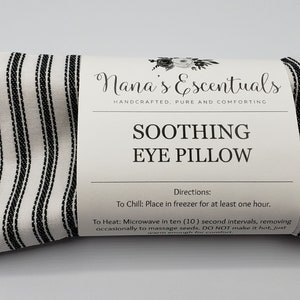 Eye Pillow Cotton Flaxseed Greys and Blues Yoga Tools Headache Help Aromatherapy-Removable Cover-Variety of Scents Teacher Gift Relax 5 Black & White