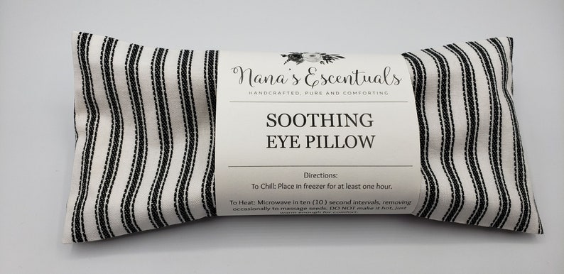 Eye Pillow Cotton Flaxseed Greys and Blues Yoga Tools Headache Help Aromatherapy-Removable Cover-Variety of Scents Teacher Gift Relax 5 Black & White