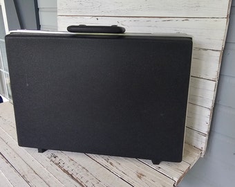 Vintage Dark Grey Hardplastic Briefcase - Black Interior - Heavy Duty Plastic - Strong Clasp to close - Pockets on Inside - NO KEY