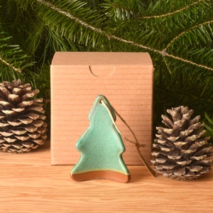 Tree Ornament w/ Gift box, Adornment,Not So Christmas Ornament,Pottery, Ceramic, Handmade, Adirondack Decor, Nature,Trees,Handcrafted