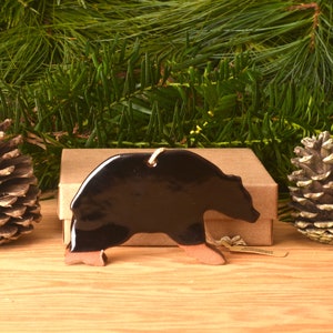 Black Bear Ornament w/ Gift Box, Adornment,  Not So Christmas Ornament, Pottery Ornament, Ceramic Ornament, Handcrafted, Adirondack Decor