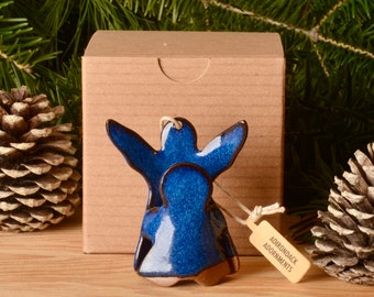 Angel and Child Ornament w/ gift box, Adornment, Christmas Ornament, Pottery Ornament, Ceramic ornament, Handmade, Adirondack Decor, Angels