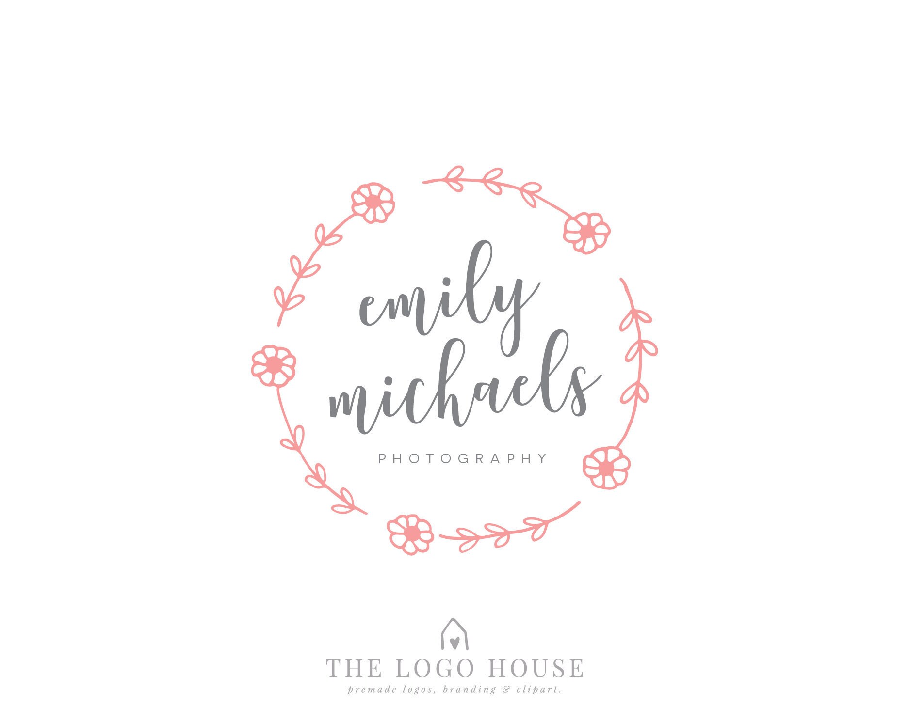 Flower Wreath Logo Daisy Wreath Logo Wreath Premade Logo Etsy UK
