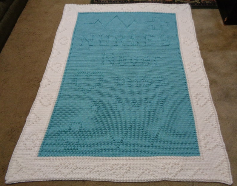 Pattern Crochet Blanket Nurses Etsy