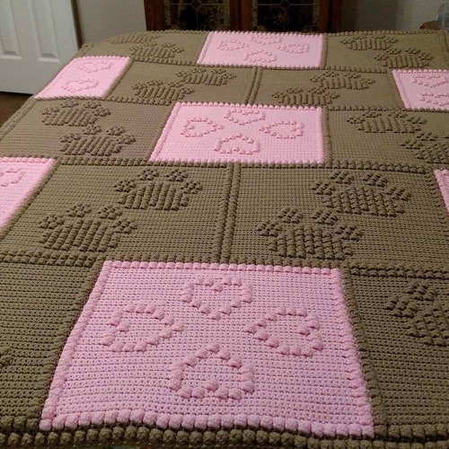 Pattern Crochet Blanket Paw Prints - Etsy