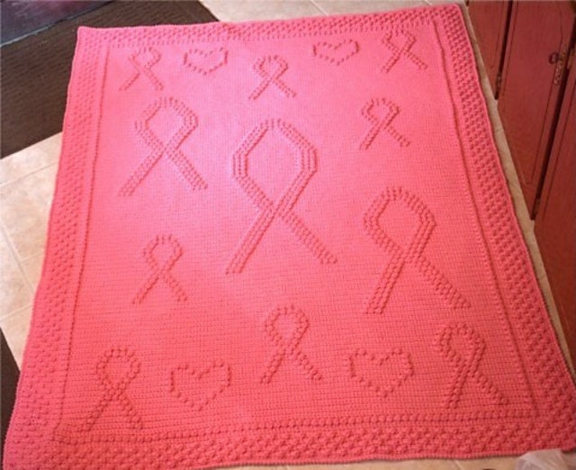 Pattern Crochet Blanket Cancer Ribbons 