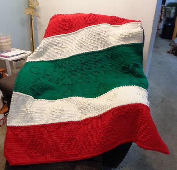 CHRISTMAS Merry Afghan//Crochet Pattern INSTRUCTIONS ONLY