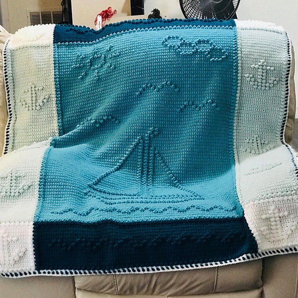 Boat Crochet Blanket Etsy