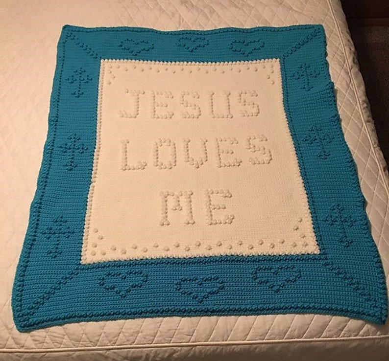 Pattern Crochet Blanket Jesus Loves Me 292 Etsy