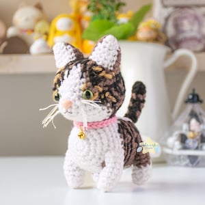 Chat au crochet personnalisé Kawaii, commission amigurumi mignon, peluche pour animal de compagnie sur commande, animal en peluche chat, idée cadeau personnalisé pour amateur de propriétaire de chat
