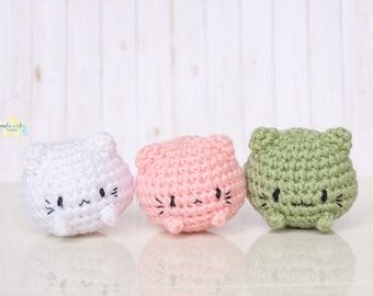 Small Mochi Cat Amigurumi, bite sized marshmallow crochet cat, kitty stuffed animal, handmade kitten plush plushie, little amigurumi gifts