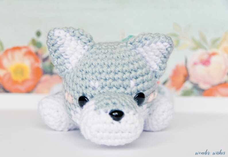 Amigurumi Wolf Crochet Pattern, cute stuffed animal, digital instructions, make your own kawaii plush, diy plushie, wonder wishes studio image 4